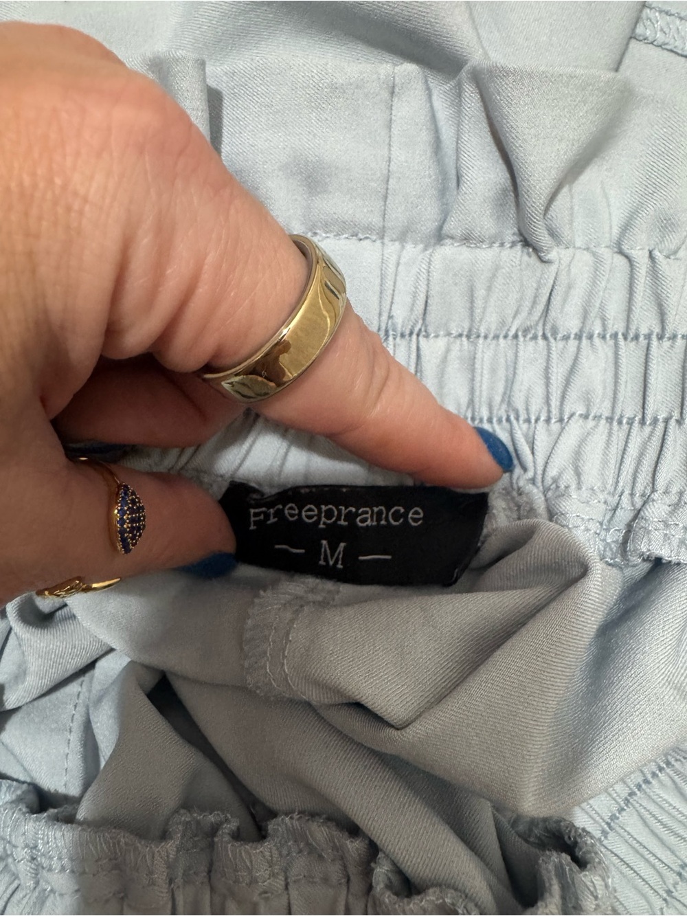 High-Waist Paperbag Tie Belt Shorts - Light Blue - Picture 4 of 5